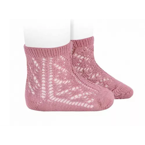 Calcetines cortos calados rosa palo